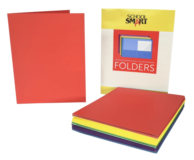 School Smart Extra Large 2-Pocket Folder, 9 X 12 Inches, Assorted Colors, Pack Of 25 - Image 3