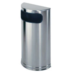 United Receptacle Inc Satin Stainless Steel Half Round Waste Receptacle, 9 Gallon