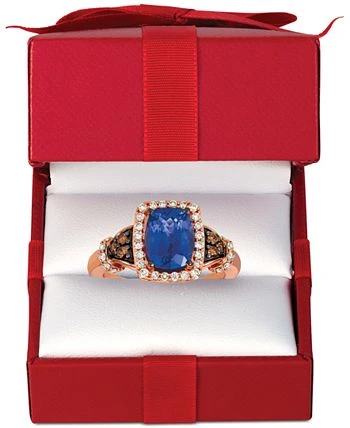 Blueberry Tanzanite® (2 Ct. T.w.), Nude Diamonds™ (1/3 Ct. T.w.) & Chocolate Diamonds® (1/8 Ct. T.w.) Ring Set In 14k Rose Gold - Image 2