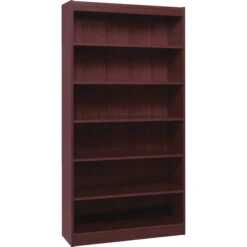 Lorell Panel End Hardwood Veneer Bookcase, 6 Shelves, 36 X 12 X 72 Inches, Mahogany