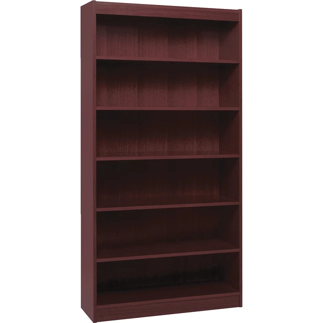 Lorell Panel End Hardwood Veneer Bookcase, 6 Shelves, 36 X 12 X 72 Inches, Mahogany
