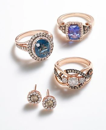 Blueberry Tanzanite® (2 Ct. T.w.), Nude Diamonds™ (1/3 Ct. T.w.) & Chocolate Diamonds® (1/8 Ct. T.w.) Ring Set In 14k Rose Gold - Image 7