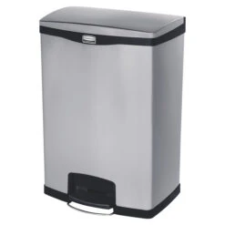 Rubbermaid Commercial Slim Jim Metal End Step Can, 24 Gallon, Metallic Black