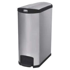 Rubbermaid Commercial Slim Jim End Step Container, 24 Gallon, Metallic Black