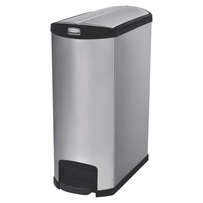 Rubbermaid Commercial Slim Jim End Step Container, 24 Gallon, Metallic Black