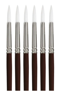 Sax Optimum White Synthetic Taklon Paint Brushes, Round, Size 6, Pack Of 6