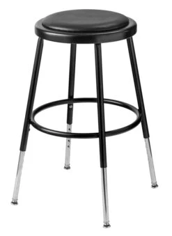 National Public Seating Height Adjustable Heavy Duty Vinyl Padded Steel Stool, 25-33 Inches, Black