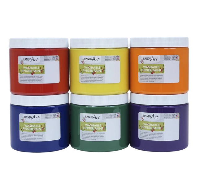 Handy Art Washable Finger Paint, Pint, Set Of 6