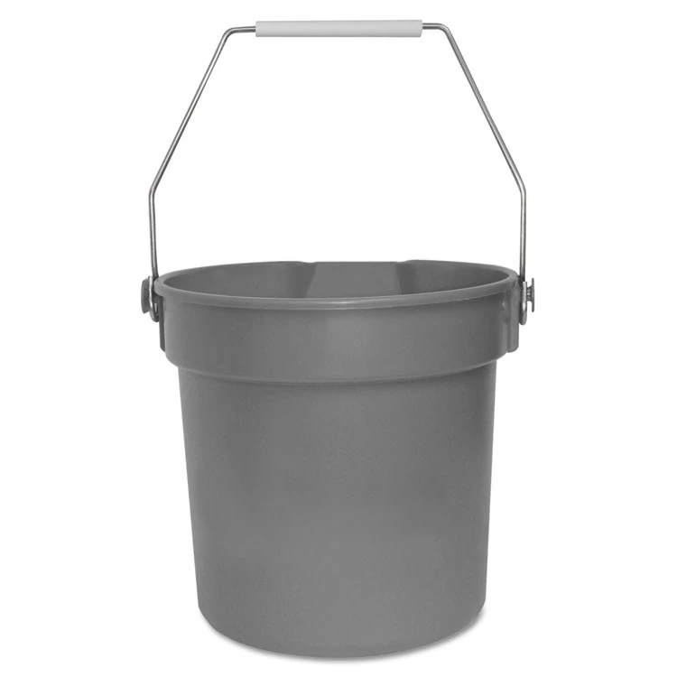 Impact Deluxe Heavy-Duty Bucket, 10 Qt, Polypropylene, Gray, 10.63" Dia