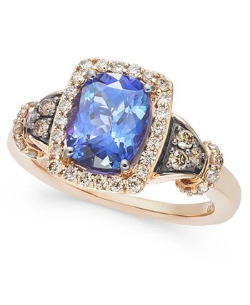 Blueberry Tanzanite® (2 Ct. T.w.), Nude Diamonds™ (1/3 Ct. T.w.) & Chocolate Diamonds® (1/8 Ct. T.w.) Ring Set In 14k Rose Gold - Image 3