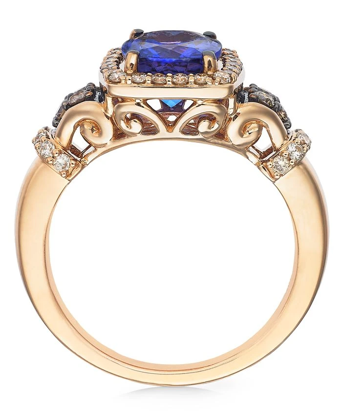 Blueberry Tanzanite® (2 Ct. T.w.), Nude Diamonds™ (1/3 Ct. T.w.) & Chocolate Diamonds® (1/8 Ct. T.w.) Ring Set In 14k Rose Gold - Image 4