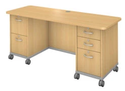 Fleetwood Mobile Teacher Desk, 66 X 26 X 29 Inches, Fusion Maple