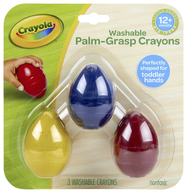 Crayola Washable Palm Grasp Crayons, Assorted Colors, Set Of 3
