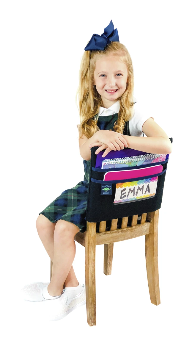 Aussie Pouch Chair Pocket With Double Pocket Design And Name Tag Pocket, Large, 17 Inches, Green Trim - Image 2