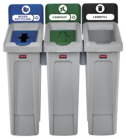 Rubbermaid Commercial Slim Jim Recycling Station, 3-Stream