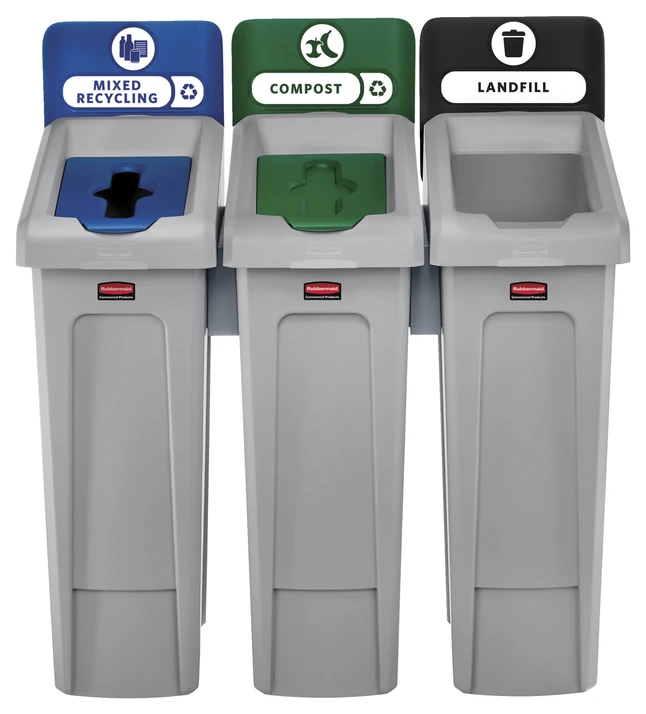 Rubbermaid Commercial Slim Jim Recycling Station, 3-Stream