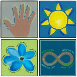 Childcraft Breathe With Me Carpet Squares, 30 X 30 Inches, Set Of 4