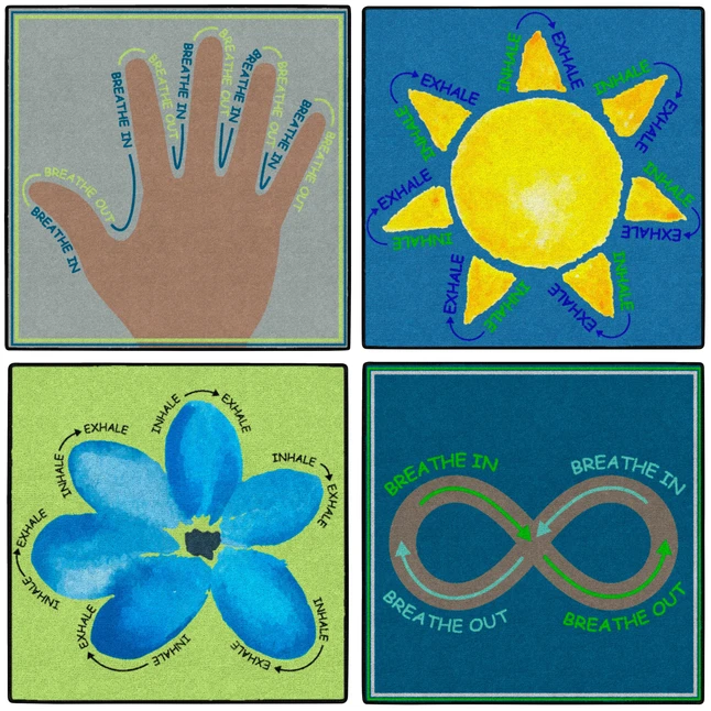 Childcraft Breathe With Me Carpet Squares, 30 X 30 Inches, Set Of 4