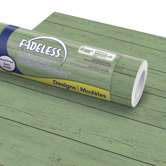 Fadeless Designs Paper Roll, Mint Shiplap, 48 Inches X 50 Feet