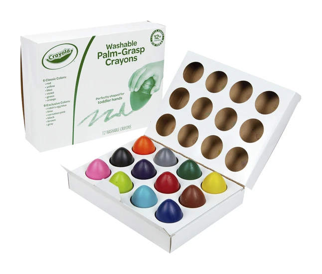 Crayola Washable Palm Grasp Crayons, Assorted Colors, Set Of 12