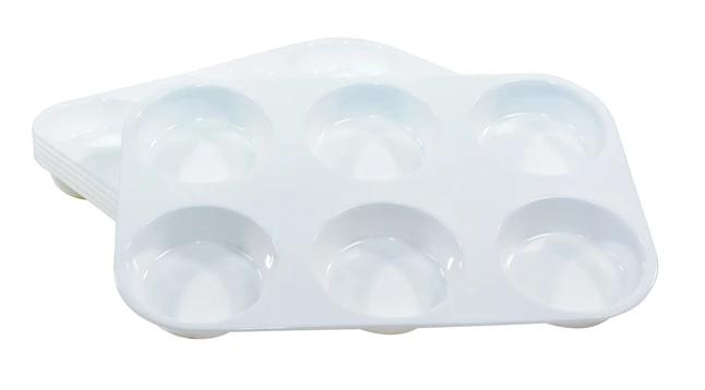 School Smart Large 6 Well Plastic Tray, 7-1/2 X 10-3/4 X 1-3/4 Inches, Set Of 6