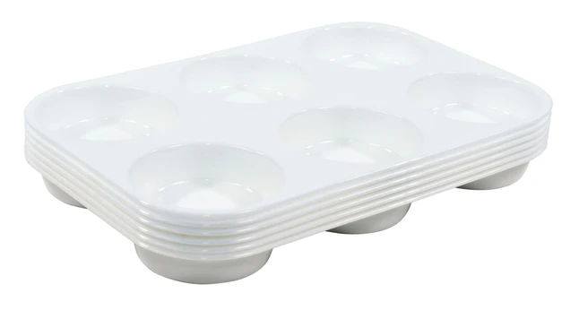 School Smart Large 6 Well Plastic Tray, 7-1/2 X 10-3/4 X 1-3/4 Inches, Set Of 6 - Image 2