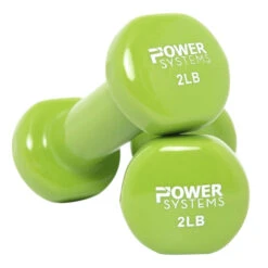 Power System Deluxe Vinyl Dumbbells, 2 Pounds, Lime, Pair