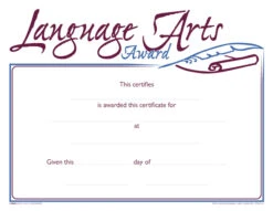 Hammond & Stephens Raised Print Language Arts Recognition Award, 11 X 8-1/2 Inches, Pack Of 25