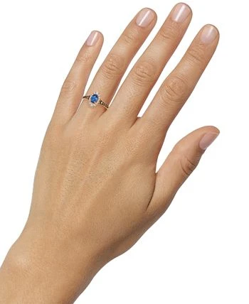 Cornflower Ceylon Blue Sapphire (5/8 Ct. T.w.) & Diamond (1/2 Ct. T.w.) Oval Halo Ring In 14k Rose Gold - Image 2