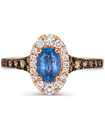 Cornflower Ceylon Blue Sapphire (5/8 Ct. T.w.) & Diamond (1/2 Ct. T.w.) Oval Halo Ring In 14k Rose Gold - Image 3
