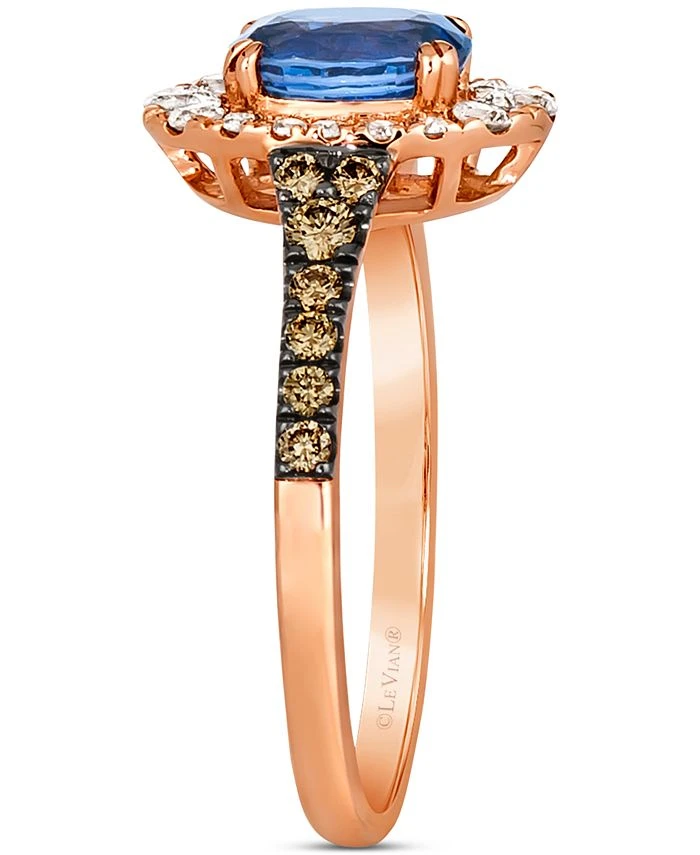 Cornflower Ceylon Blue Sapphire (5/8 Ct. T.w.) & Diamond (1/2 Ct. T.w.) Oval Halo Ring In 14k Rose Gold - Image 4