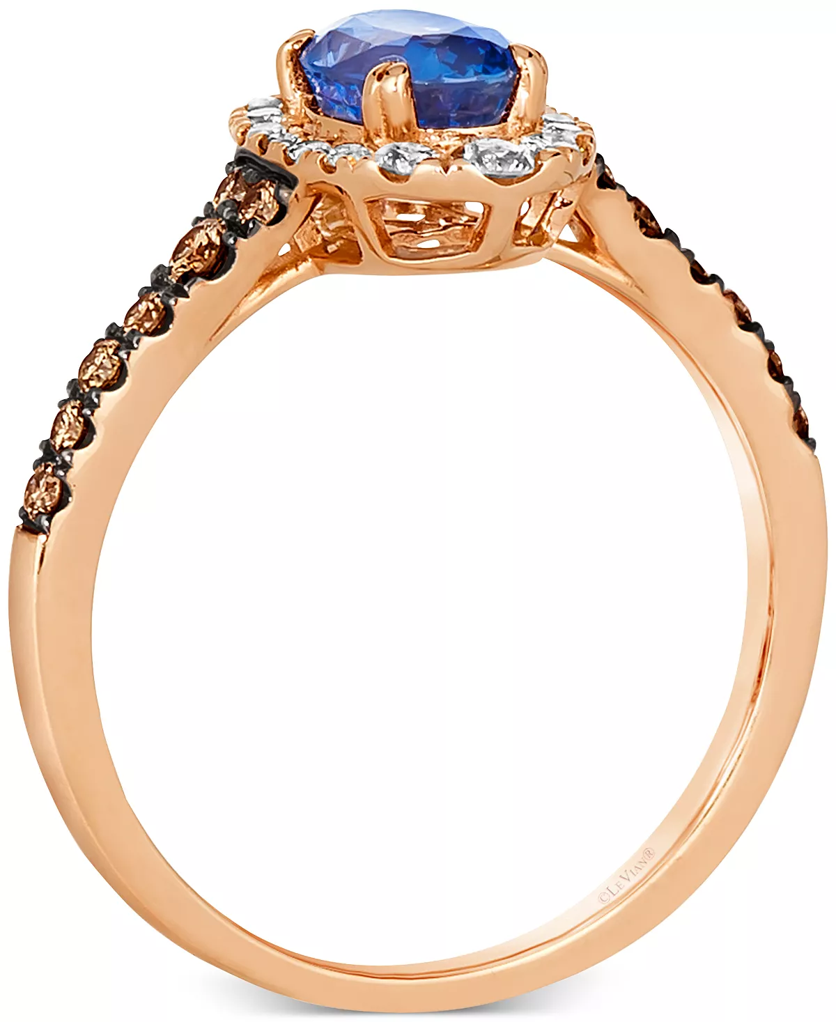 Cornflower Ceylon Blue Sapphire (5/8 Ct. T.w.) & Diamond (1/2 Ct. T.w.) Oval Halo Ring In 14k Rose Gold - Image 5