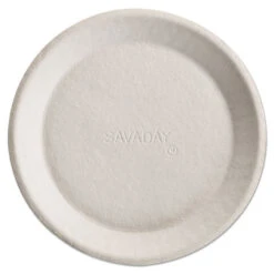 Savaday Molded Fiber Plates, 10", Cream, 500/Carton