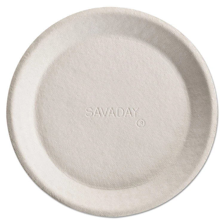 Savaday Molded Fiber Plates, 10", Cream, 500/Carton