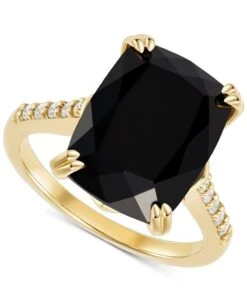 Onyx (7-1/2 Ct. T.w.) And Cubic Zirconia Statement Ring In 14k Gold-Plated Sterling Silver