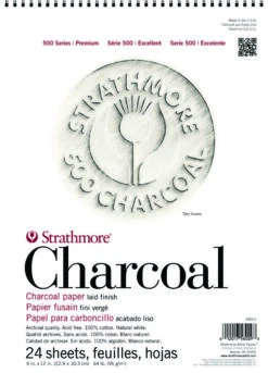 Strathmore 500 Series Charcoal Paper Pad, 18 X 24 Inches, White, 24 Sheets