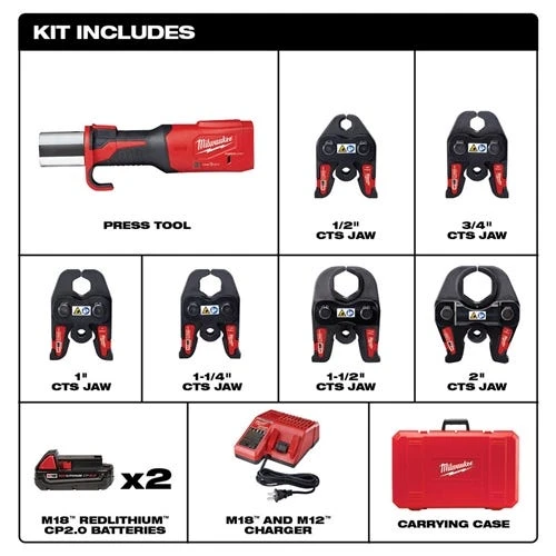 Milwaukee M18 Force Logic Press Tool Kit W/ One-Key & 1/2" - 2" CTS Jaws 2922-22 - Image 2