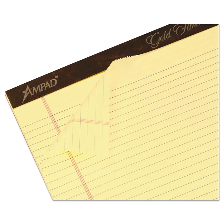 Gold Fibre Quality Writing Pads, Narrow Rule, 50 Canary-Yellow 8.5 X 14 Sheets, Dozen - Image 2
