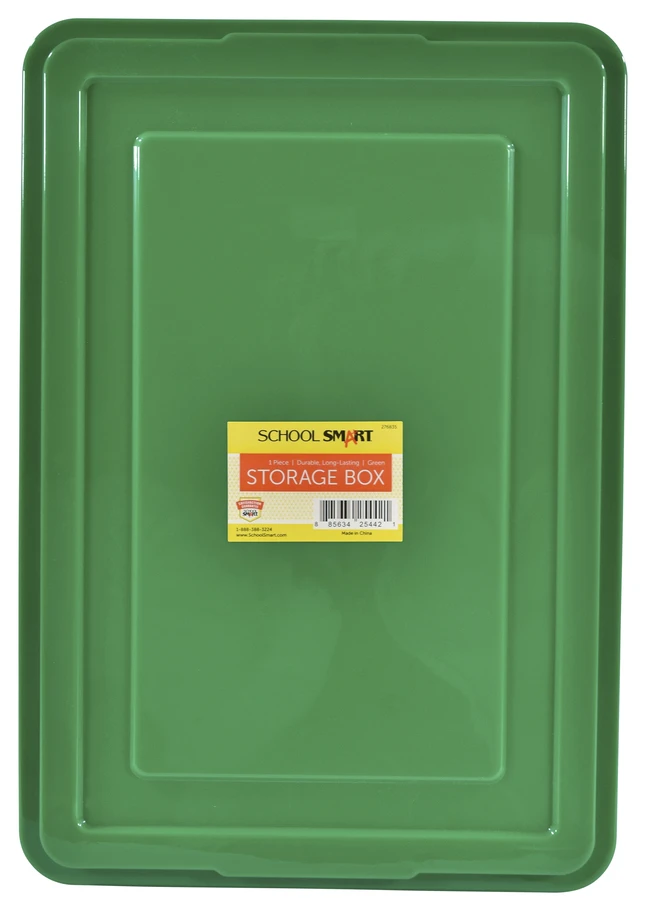 School Smart Storage Box With Lid, 11 X 6 X 16 Inches, Green - Image 3