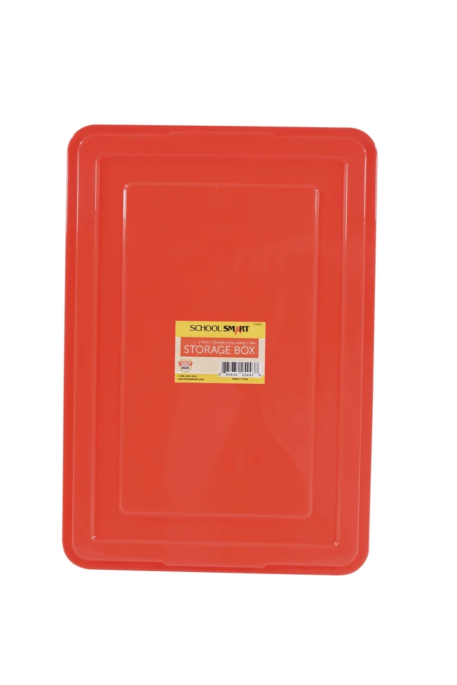 School Smart Storage Box With Lid, 11 X 6 X 16 Inches, Red - Image 2