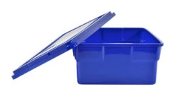 School Smart Storage Box With Lid, 11 X 6 X 16 Inches, Blue
