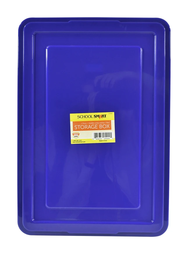 School Smart Storage Box With Lid, 11 X 6 X 16 Inches, Blue - Image 5