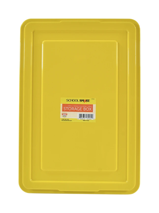 School Smart Storage Box With Lid, 11 X 6 X 16 Inches, Plastic, Yellow - Image 3