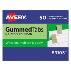 Avery Gummed Reinforced Index Tabs, 1/12-Cut, Gray, 0.44" Wide, 50/Pack