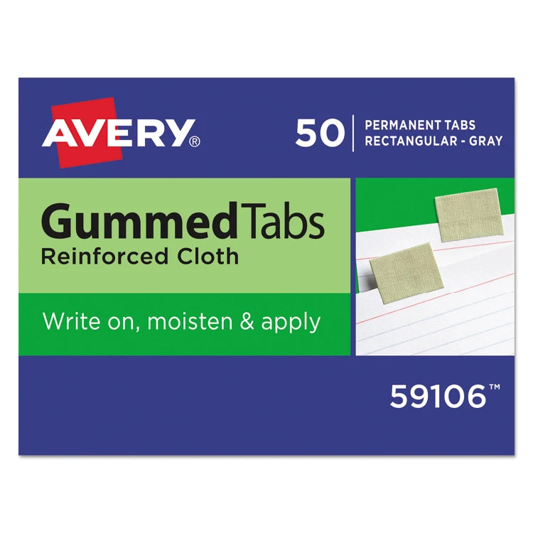 Avery Gummed Reinforced Index Tabs, 1/5-Cut, Olive Green, 1" Wide, 50/Pack