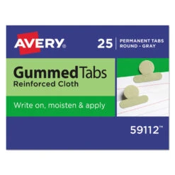 Avery Gummed Reinforced Index Tabs, 1/12-Cut, Olive Green, 0.5" Wide, 25/Pack
