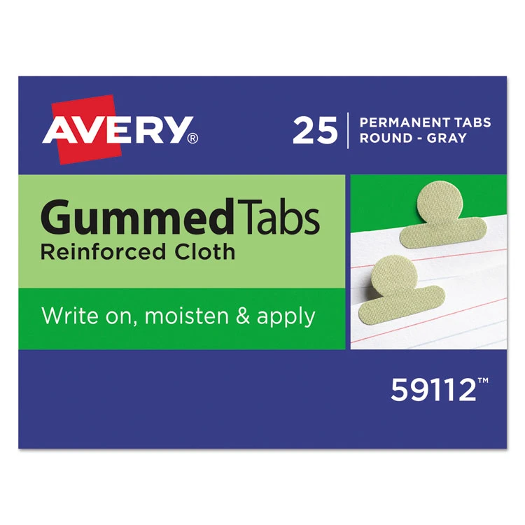 Avery Gummed Reinforced Index Tabs, 1/12-Cut, Olive Green, 0.5" Wide, 25/Pack
