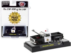 1976 Chevrolet Scottsdale Pickup Truck "Police Patrol" Black And White Limited Edition To 8250 Pieces Worldwide 1/64 Diecast Model Car By M2 Machines