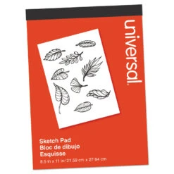 Universal Sketch Pad, Unruled, Red Cover, 70 White 8.5 X 11 Sheets