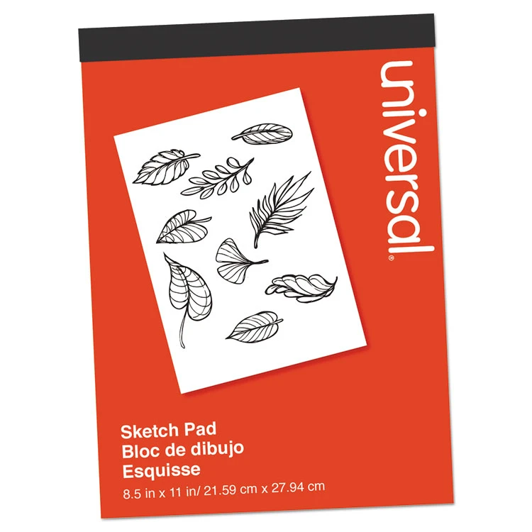 Universal Sketch Pad, Unruled, Red Cover, 70 White 8.5 X 11 Sheets